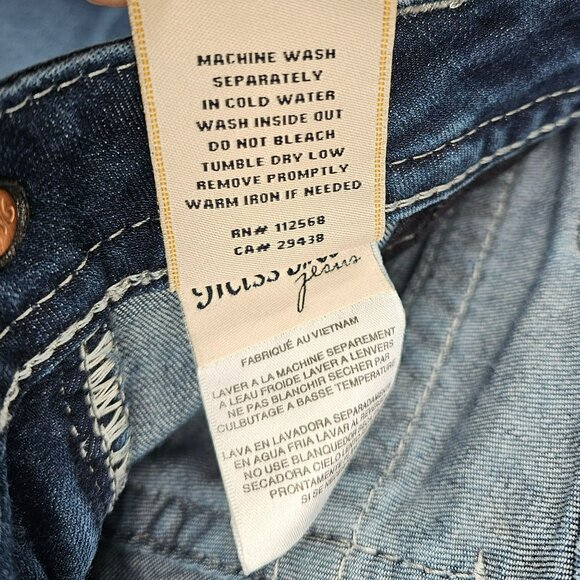 Miss Me Signature Boot Jeans 28 Blue Embroidered Rhinestone Crosses Bling Denim - Picture 9 of 13